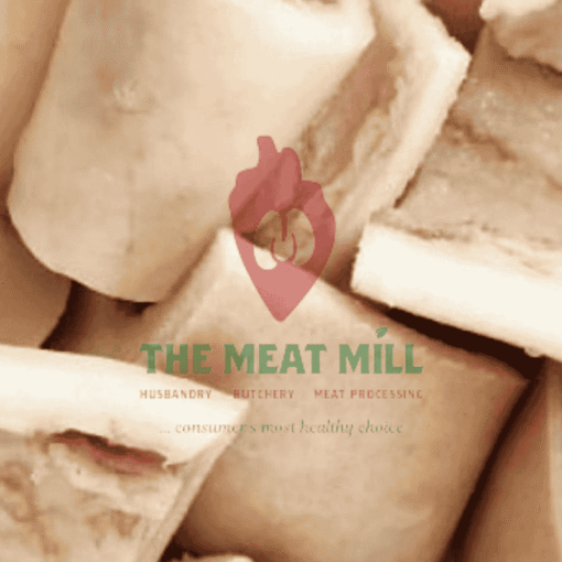 Cleaned slightly parboiled white ponmo cow skin – 0.5 kg pack from Meat Mill Nigeria, HACCP-, SON-, and NAFDAC-certified.